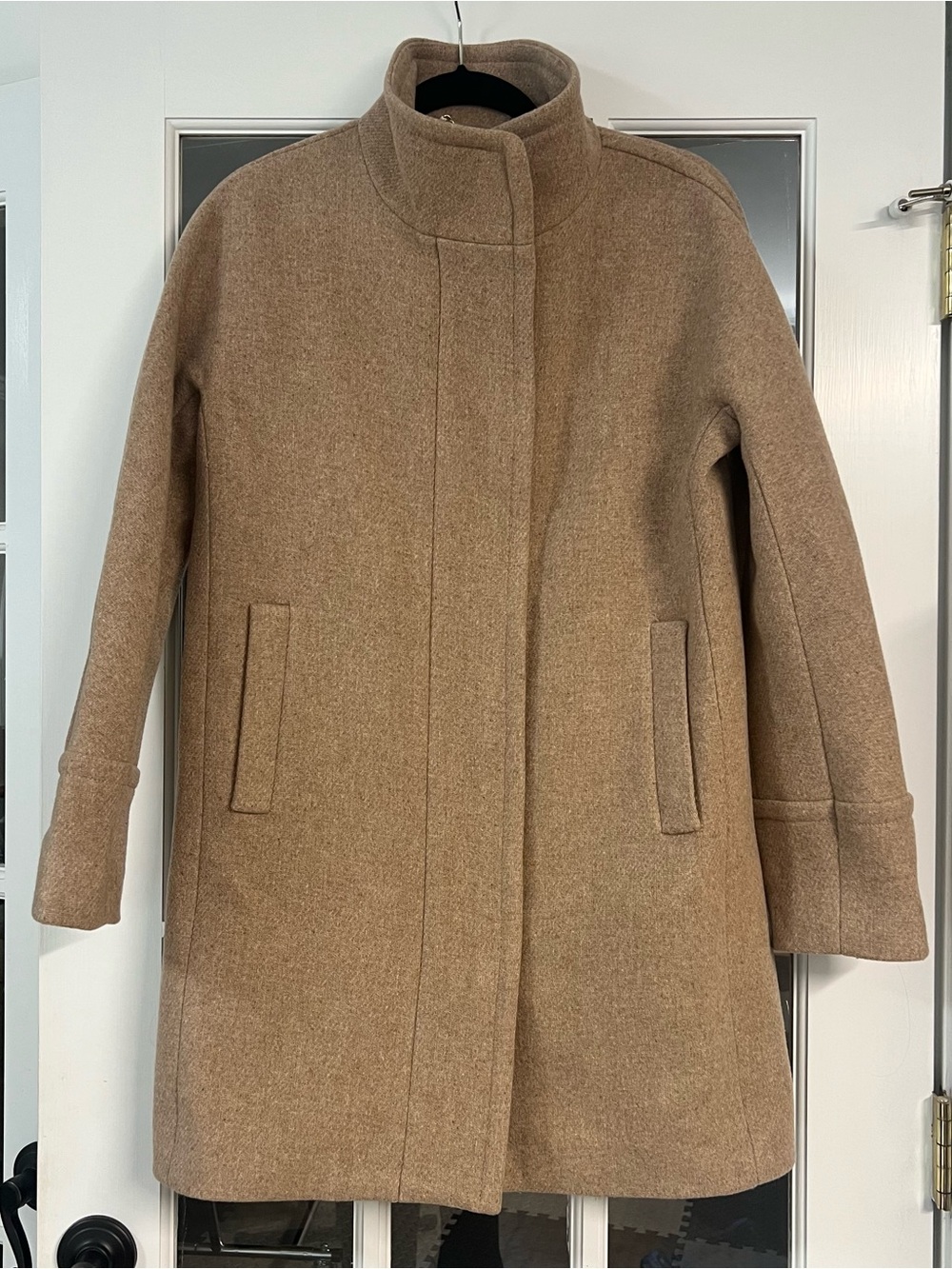J.Crew Tan Wool Blend Stadium Cloth Cocoon Coat Size 4